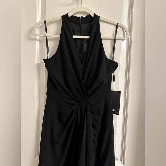 White House Black Market Sleeveless Draped Gown 4P Black V-Neck Chiffon Lined - Picture 8 of 16